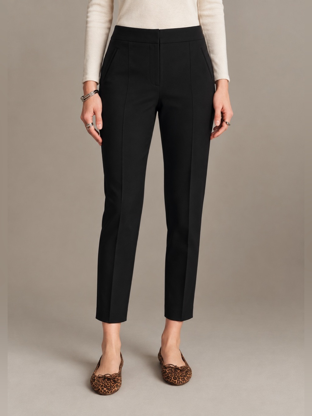 Tory Burch Trouser Ankle Pants Black Classic Stretch High Rise Size 12 *727
